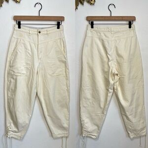 Vintage High Waist Tapered Leg Pants With Patch Pockets